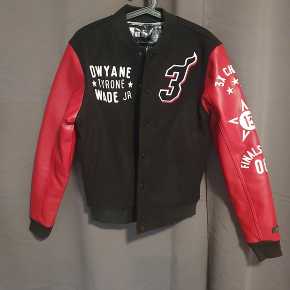 Miami Heat Dwayne Wade Court Culture Black and Red Varsity Jacket